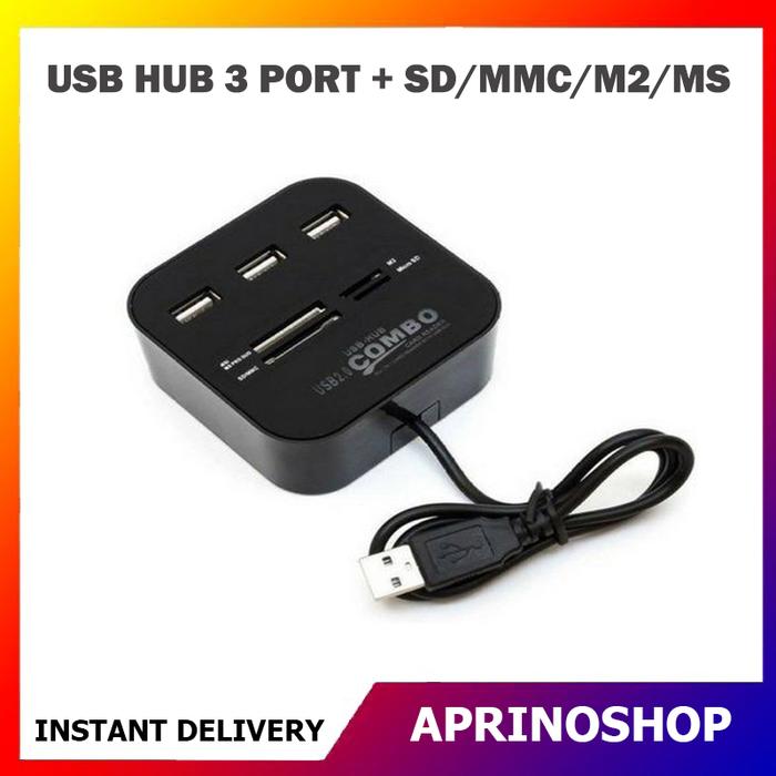 184e4705-45b1-4313-8476-477f6cfeb0e9.jpg USB Hub 3 Port 4 Card Reader SD/MMC/M2/MS Combo All in one - Image 1