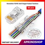 Konektor RJ45 isi 50pcs Anti Gagal Kabel Tembus RJ45 Kabel UTP LAN