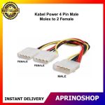 Kabel Power 4 Pin Male Molex to 2 Female Splitter Cabang
