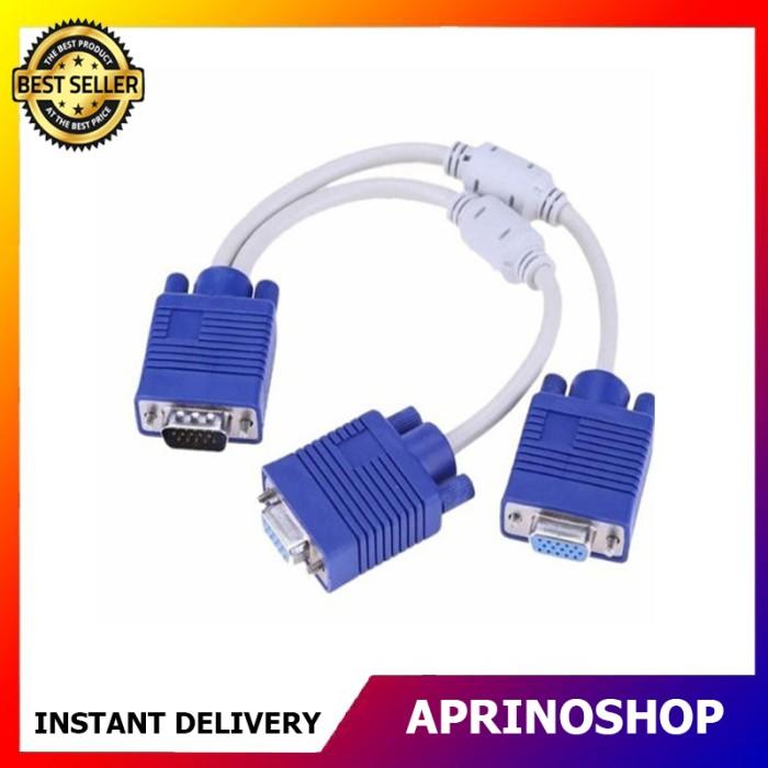 6a3801bf92744f2182efef8092e96988.jpeg Kabel VGA Splitter to 2 Port VGA Female Cabang to 1 Male DB15 - Image 1