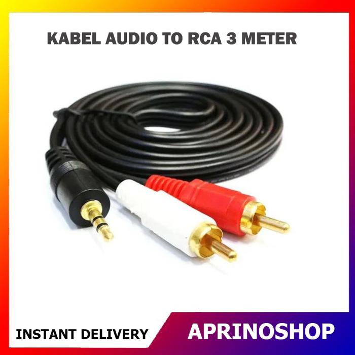 a82ce804-ba78-466c-b34f-78a047aafb5b.jpg Kabel Audio to RCA 3 Meter 3M 3.5mm 2 Gold Plated Audio 1-2 Aux - Image 1