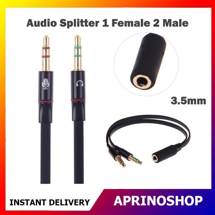 b1fdeaaa-1b14-4f6c-b8a0-84e61f676d3b.jpg Kabel Audio Splitter 1 Female 2 Male 3.5mm Audio Mic - Image 1