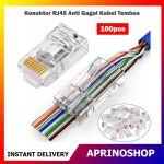 Konektor RJ45 isi 100pcs Anti Gagal Kabel Tembus RJ45 Kabel UTP LAN