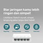 TP-Link LS1005 | 5 Port Desktop Switch | 10/100Mbps | Unmanaged | Ethernet Splitter | Plug & Play Plastic - Image 3