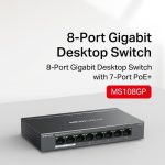 Mercusys MS108GP | 8 Port Gigabit | Desktop Switch | 7 PoE+ Ports | 65W PoE Power | Steel Case | Desktop | Wall Mounting - Image 2