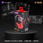V-Gen Headset VHD1-07 Wired Extra Bass Headphone Foldable Frame VGEN
