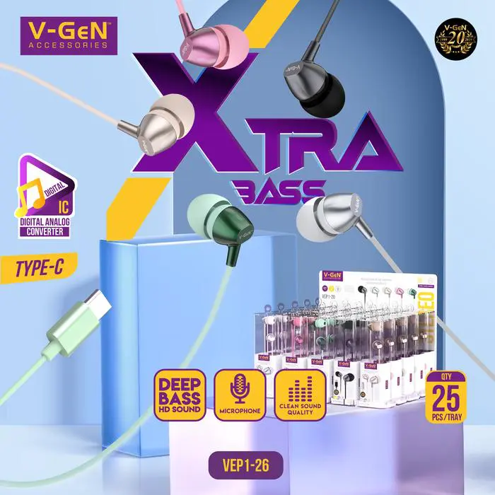 V-GEN Headset Original Earphone 3.5MM Headphone Android Type-C VGEN - Image 2