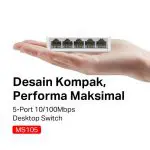 Mercusys MS105 | 5 Port Desktop Switch | 10/100Mbps Ethernet Hub | Plug & Play | Small | TP-Link - Image 2