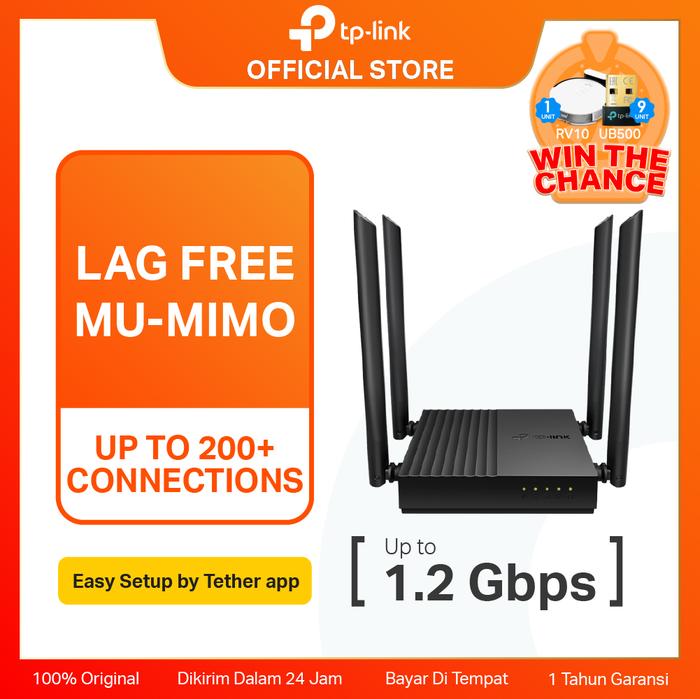 1af1e8c603d04dc7a74b6cb061628509.jpeg TP-Link Archer C64 | AC1200 WiFi 5 Router | Wireless | Dual Band | Gigabit | Easy Mesh - Image 1