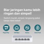 TP-Link TL-SF1005D | 5-Port Desktop Switch | 100Mbps Ethernet | RJ45 Hub | Plug & Play | Unmanaged Kabel - Image 3