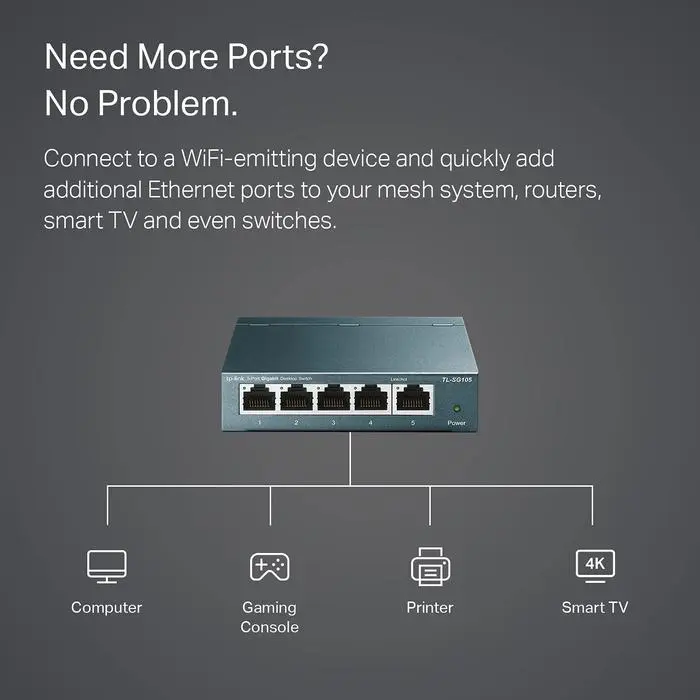 TP-Link TL-SG105 | 5 Port Gigabit Switch | Ethernet Unmanaged Switch | Plug & Play | Wall Mounting - Image 3