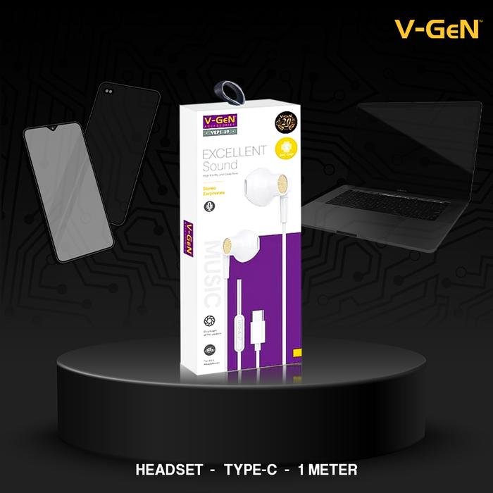 28981941bb4544ca8ec82b691788c806.jpeg V-Gen Earphone VEP1-39 Wired Handsfree Type C DAC Chip Extra Bass - Image 1