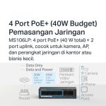 Mercusys MS106LP 6-Port 10/100Mbps Desktop Switch with 4-Port PoE+ Metal - Image 4