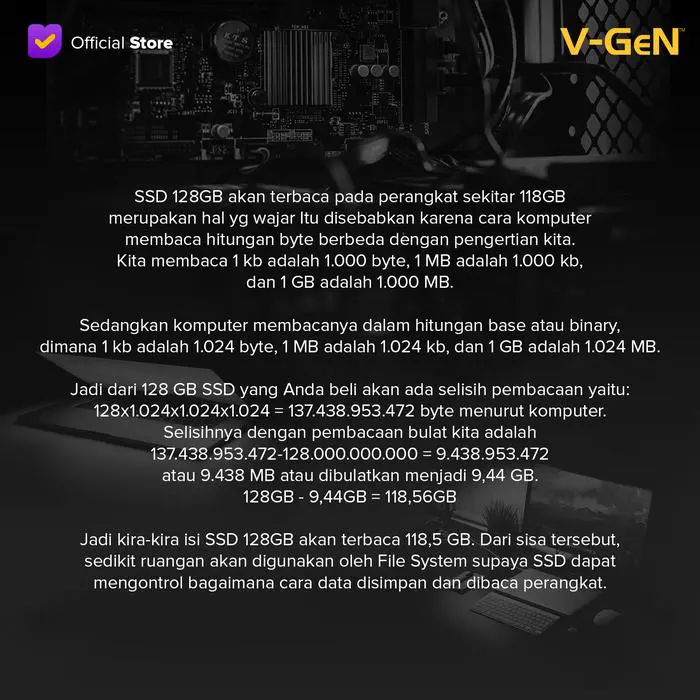 V-GeN SSD Portable 128GB Storage External USB 3.2 Type C Penyimpanan - Image 4