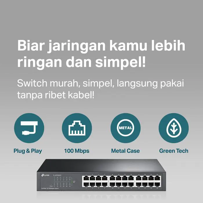 TP-Link TL-SF1024D | 24 Port Unmanaged Switch | 10/100Mbps Fast Ethernet | Auto MDI/MDIX | Desktop Kabel - Image 3