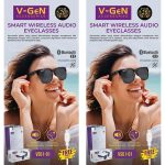 V-GeN Smart Wireless Audio Glasses UV Protection Kacamata Pintar Warna Hitam VSG1-01 Bluetooth Lensa - Image 2