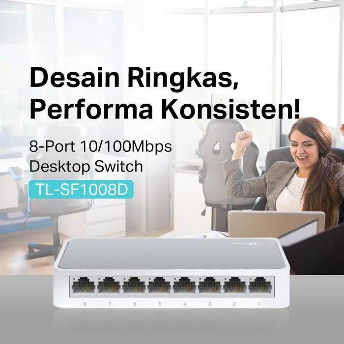 TP-Link TL-SF1008D | 8-Port Desktop Switch | Fast Ethernet 10/100Mbps | Plug & Play | Ethernet Hub - Image 2