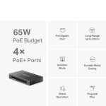 Mercusys MS108GP | 8 Port Gigabit | Desktop Switch | 7 PoE+ Ports | 65W PoE Power | Steel Case | Desktop | Wall Mounting - Image 3