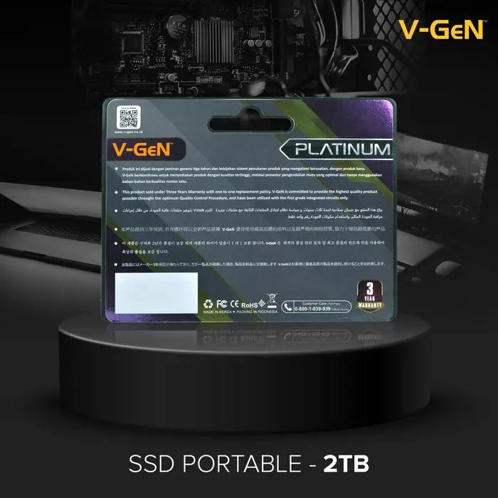 V-GeN SSD Portable 2TB Storage External USB 3.2 Type-C 2 TB VGEN Penyimpanan - Image 3