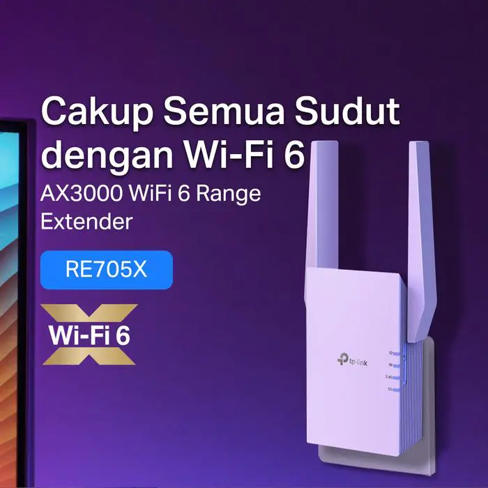 TP-Link RE705X | AX3000 WiFi 6 Extender | Mesh | Dual Band | 3 Gbps | Access Point | Penguat Sinyal Repeater - Image 2