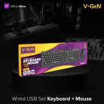 V-GeN Keyboard + Mouse Set Kabel USB Wired VKM-01 Key Board 102 Keys