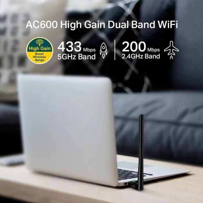 TP-Link Archer T2U Plus |  AC600 Wireless USB Adapter | High Gain |  Wireless Dual Band | WiFi Dongle Router - Image 5