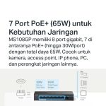 Mercusys MS108GP | 8 Port Gigabit | Desktop Switch | 7 PoE+ Ports | 65W PoE Power | Steel Case | Desktop | Wall Mounting - Image 4