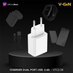V-GeN Travel Charger VTC2-28 2.4A Dual Port USB Adaptor Charger VGEN - Image 2