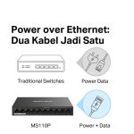 TP-Link | Mercusys MS110P 10-Port 10/100Mbps Desktop Switch with 8-Port PoE+ Metal - Image 5