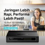 TP-Link TL-SF1016D | 16-Port Desktop Switch | 10/100mbps RJ45 Port | Unmanaged Switch | Plug & Play Kabel - Image 2