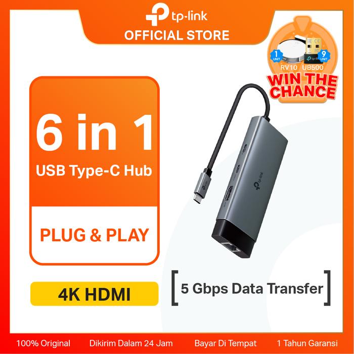 874bc8c088d745308b8b8ecd58e7c02f.jpeg TP-Link UH6120C USB Hub Type C 6 in 1 USB3.0 to 5Gbps Ethernet LAN Internet Plug&Play UHD HDMI Fast Charging Card Computer - Image 1