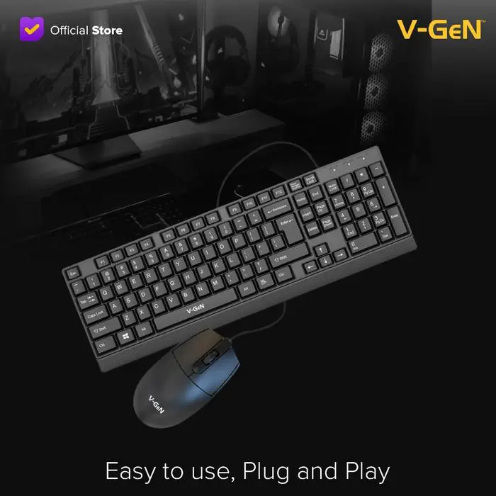 V-GeN Keyboard + Mouse Set Kabel USB Wired VKM-01 Key Board 102 Keys - Image 4