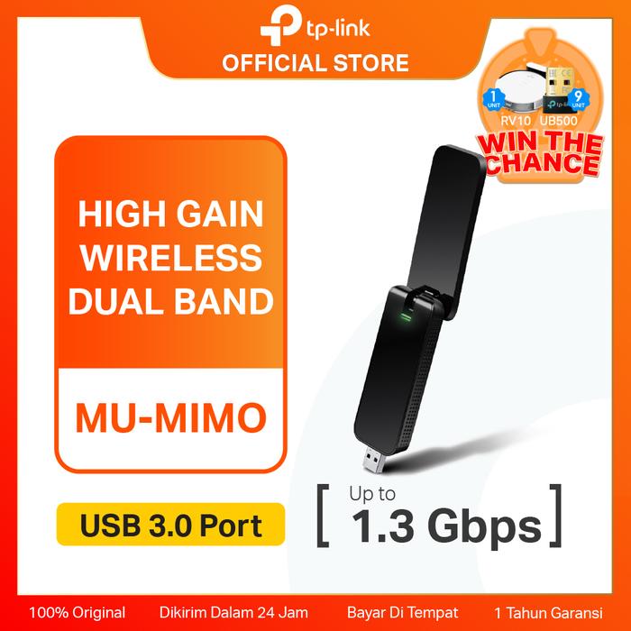 8a1dab4f008b4ac99f44002d5ca2d9e0.jpeg TP-LINK AC1300 Wireless Dual Band USB Adapter Archer T4U Adaptor - Image 1