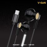 V-Gen Earphone VEP1-39 Wired Handsfree Type C DAC Chip Extra Bass - Image 3