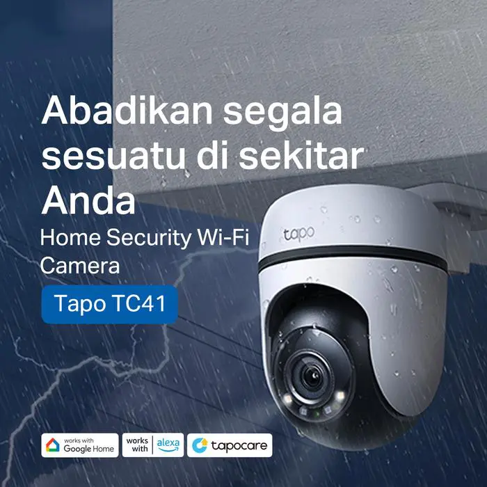 TP-Link Tapo TC41 | Kamera Keamanan Outdoor | Pan/Tilt WiFi CCTV | TC41 | 2K | 360? | Pelacakan Gerakan | Warna Malam | Pemasangan Mudah | - Image 2
