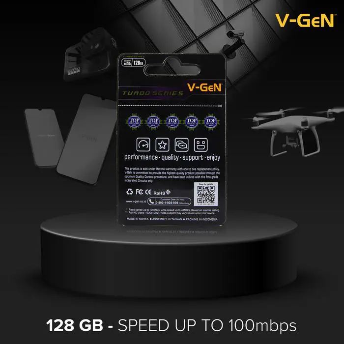MICRO SD 128GB TURBO Class 10 Non Adapter V-GEN MicroSD 128 GB VGEN Memory Card HP Smartphone CCTV Drone Komputer Otg Storage - Image 2