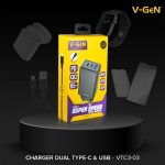V-GeN Adaptor Travel Charger 65W VTC3-03 Fast Charging 2 PD QC4 Type C
