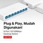 Mercusys MS108 | 8 Port Desktop Switch | 10/100Mbps Ethernet Hub | Plug & Play | Compact - Image 2