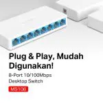 Mercusys MS108 | 8 Port Desktop Switch | 10/100Mbps Ethernet Hub | Plug & Play | Compact - Image 2