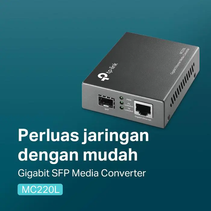 TP-Link MC220L | Gigabit SFP Media Converter | 10/100/1000 Mbps | Auto-negotiation | Auto-MDI/MDIX - Image 2