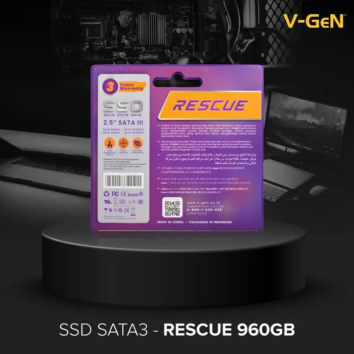 SSD 960GB SATA3 RESCUE V-GEN Solid State Drive SATA III 960 GB VGEN Pengganti HDD Laptop / PC Disk - Image 3