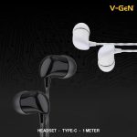 V-Gen Earphone V-GeN VEP1-38 Wired Handsfree Type C DAC Chip Extra Bass Putih-Hitam - Image 2