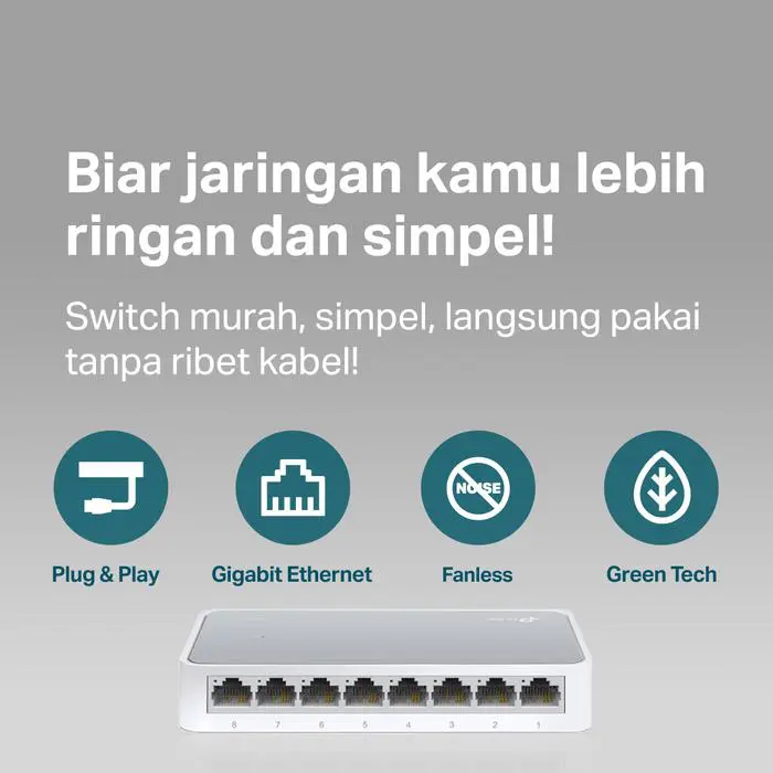 TP-Link TL-SF1008D | 8-Port Desktop Switch | Fast Ethernet 10/100Mbps | Plug & Play | Ethernet Hub - Image 3