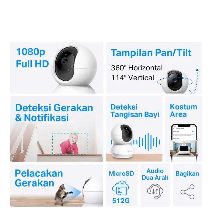 TP-Link Tapo C200 | 1080P Kamera CCTV | PTZ IP WiFi Camera | 2MP HD | Indoor | Video | Pan/Tilt 360? - Image 3