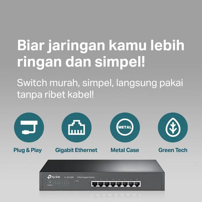 TP-Link TL-SG1008 | 8 Port Gigabit Switch | Unmanaged | Ethernet Hub | Plug & Play | Steel Case - Image 3