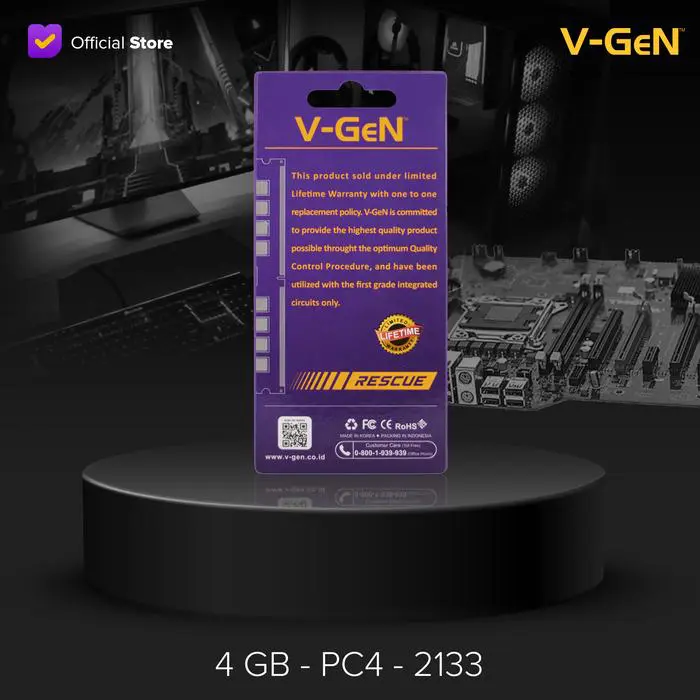 DDR4 4GB PC-17000/2133Mhz RAM PC/Komputer V-GeN RESCUE Longdimm - Image 3