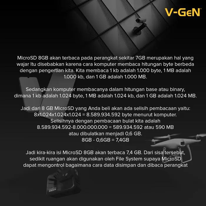 MICRO SD 8GB TURBO Non Adapter V-GEN MicroSD 8 GB VGEN Memory Card HP Smartphone CCTV Drone Komputer Otg Storage - Image 3
