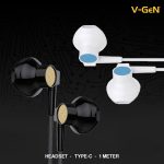 V-Gen Earphone VEP1-39 Wired Handsfree Type C DAC Chip Extra Bass - Image 2