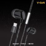 V-Gen Earphone Wired Handsfree Type C DAC Chip Extra Bass VEP1-38 - Image 3