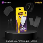 V-Gen Adaptor Charger VTC2-27 2.1A Dual Port USB Travel Charger - Image 3